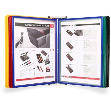 Tarifold Document Display, 10-Pocket, Wall, Letter-Size, Assorted TFIEZW791